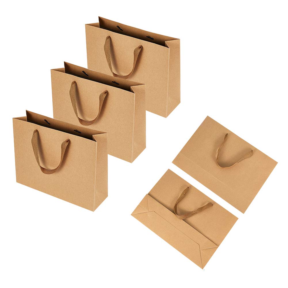 PH PandaHall 10 Pack Extra Large Gift Bags with Handles, Valentine Gift Bags Brown Paper Bags Kraft Party Bags Retail Shopping Bags for Birthday Favor Wedding Mothers Merchandise, 15.7x11x4.7inch