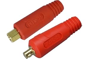 RIVERWELD TIG Welding Cable Panel Connector Plug & Socket Set DKJ10-25 & EDKL10-25 200Amp with Red Colour Dinse-Style Quick F