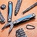 Multifunction Multitool Pliers and Saw - Compact Portable Mini Purpose Multi Tool Set Kit for Every Day - Locking Tactical Multi-Function Tool with Black Coating and Blue Handles - Grand Way 104021