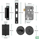 EAI Oliena Black Door Handles with Lock Set 1 Pair 64mm Hinges 54mm Rose view 3