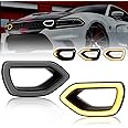 VANKUB Sequential LED Grille Lights for Dodge Charger 2015-2022 SRT Scat Pack, Smoked Lens Amber LED Front Grill Lamp, Dodge Charge Dynamic Turn Signal Lamps