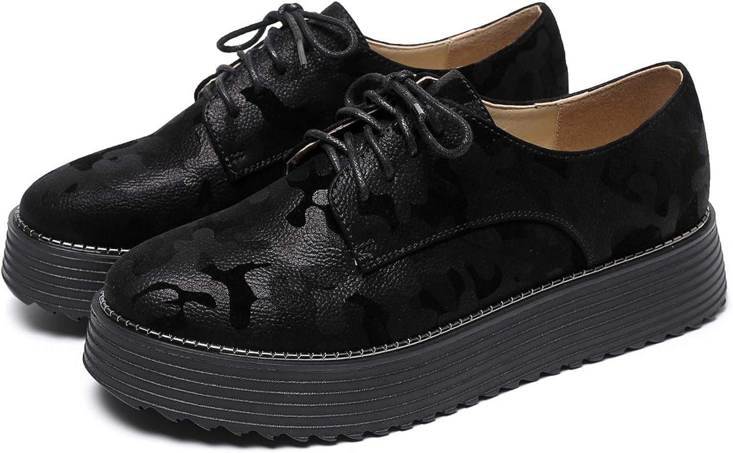 DADAWEN Womens Platform LaceUp Comfort Wingtips Square DADAWEN Womens Platform LaceUp Comfort Wingtips Square