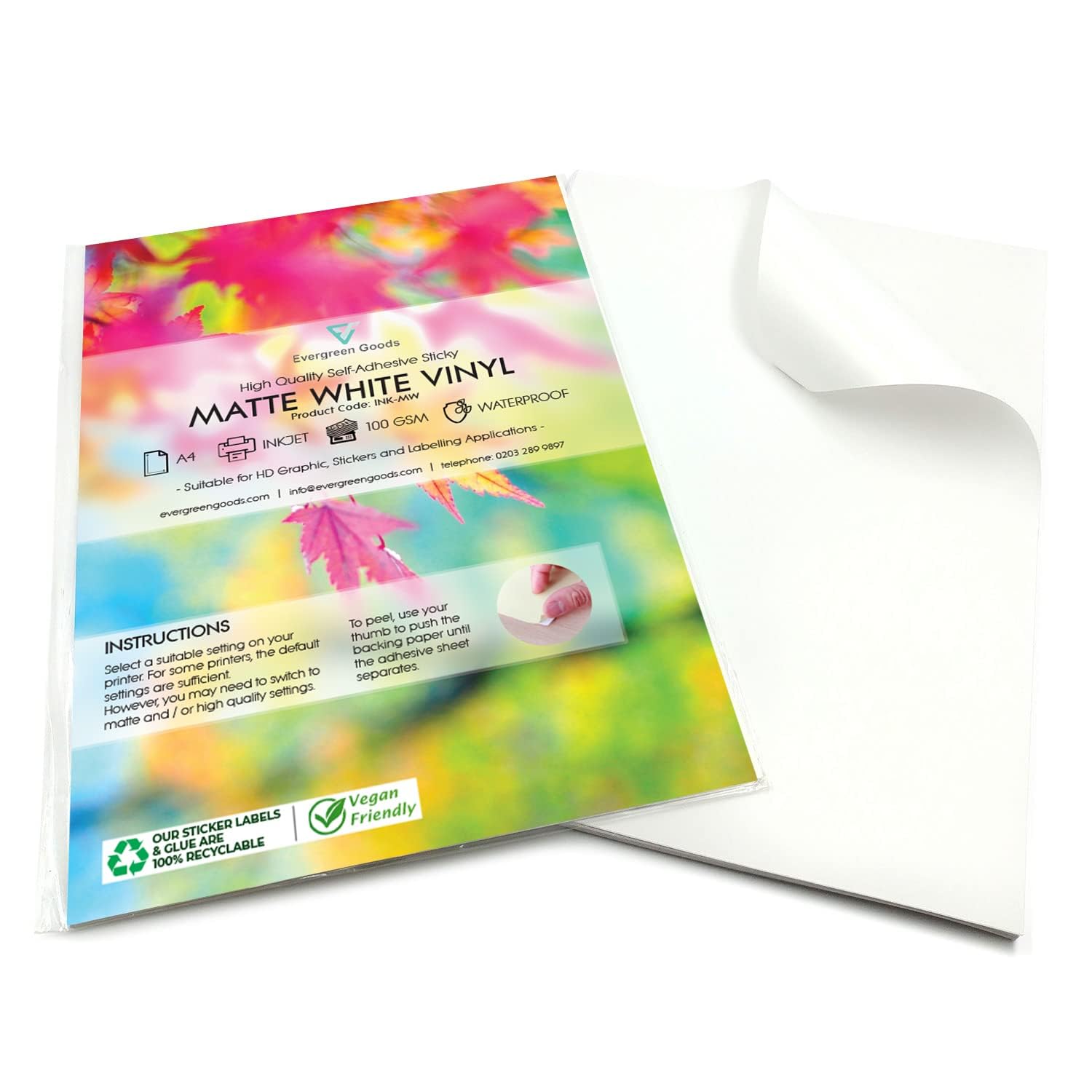 5 Sheets White Waterproof A4 Vinyl Matt Self Adhesive Sticker Quality Inkjet Printable