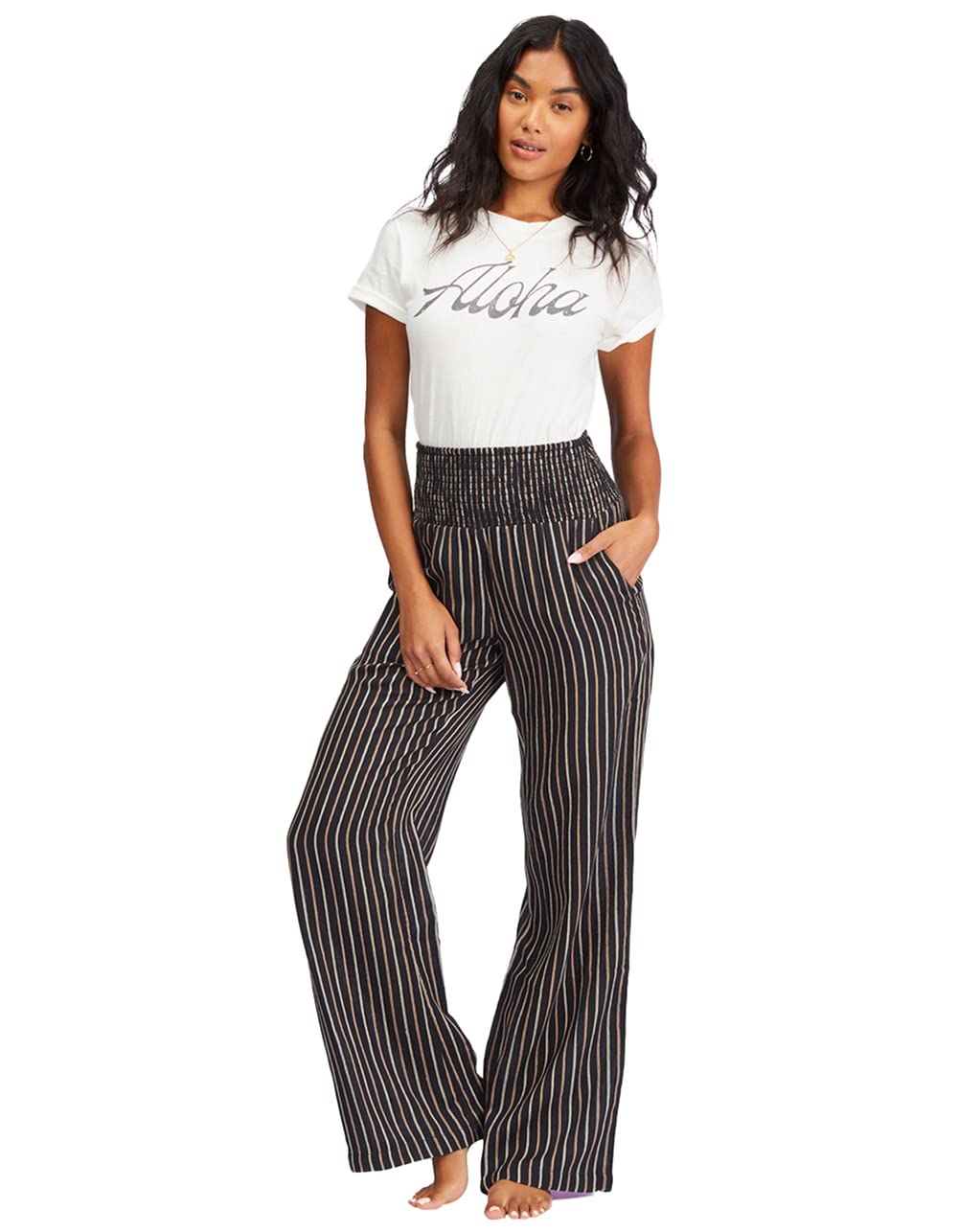 Billabong Women’s New Waves Stripe Pant, Off Black 3