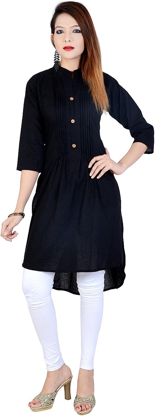 Ramkudi Indian Women's Plain Cotton Kurti Top
