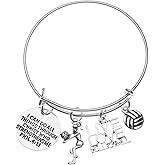 Sportybella Volleyball Charm Bangle Bracelet - Christian Faith Bracelet with Phil. 4:13 Scripture, I Can Do All Things Jewelry, Volleyball Gift for Women and Teens