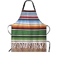 WONDERTIFY Mexican Style Apron,Traditional National Blankets Colorful Lines Bib Apron with Adjustable Neck for Men Women,Suitable for Home Kitchen Cooking Waitress Chef Grill Bistro Baking BBQ Apron