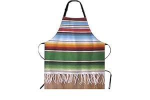 WONDERTIFY Mexican Style Apron,Traditional National Blankets Colorful Lines Bib Apron with Adjustable Neck for Men Women,Suitable for Home Kitchen Cooking Waitress Chef Grill Bistro Baking BBQ Apron