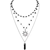 Sacina Layered Crystal Sun Necklace, Gothic Boho Hippie Summer Beach Necklace, Boho Hippie Jewelry, Christmas Jewelry Gift for Women