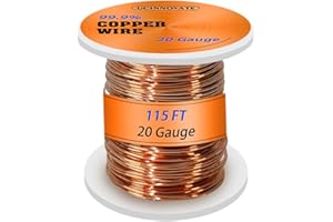 UCINNOVATE 20 Gauge 99.9% Pure Copper Wire, 0.8mm Dia / 115Ft Soft Copper Wire for Jewelry Making and Craft Wire, 20 AWG Premium Flexible Bare Solid Copper Wire for Electroculture Gardening Plants
