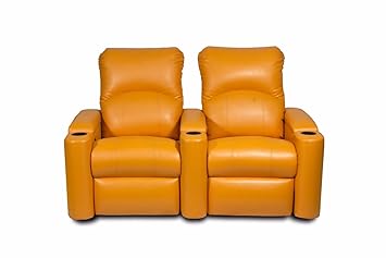 Tyche Wood Leatherette Recliner Double Seater Chair Manual (Yellow)