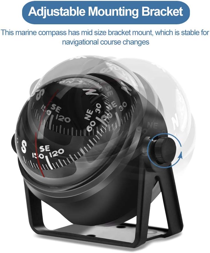 Yosoo Health Gear Mini Boat Navigation Compass, Marine Compasses Ball Night Vision Car Dashboard Compass for Boat Vehicle Caravan Truck : Sports & Outdoors