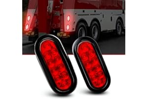 LED Trailer Lights 2 Pack, 6" Oval Red 12V Turn/Stop/Brake/Reverse Tail Lights Lamps for RV Jeep Truck Bus