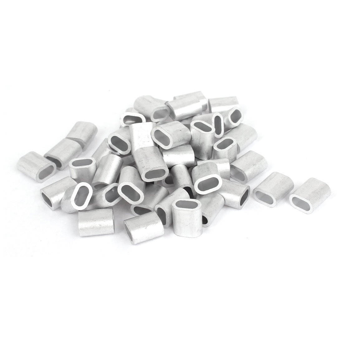 Sourcingmap 4mm Wire Rope Aluminum Ferrules Sleeves Silver Tone 50 Pcs