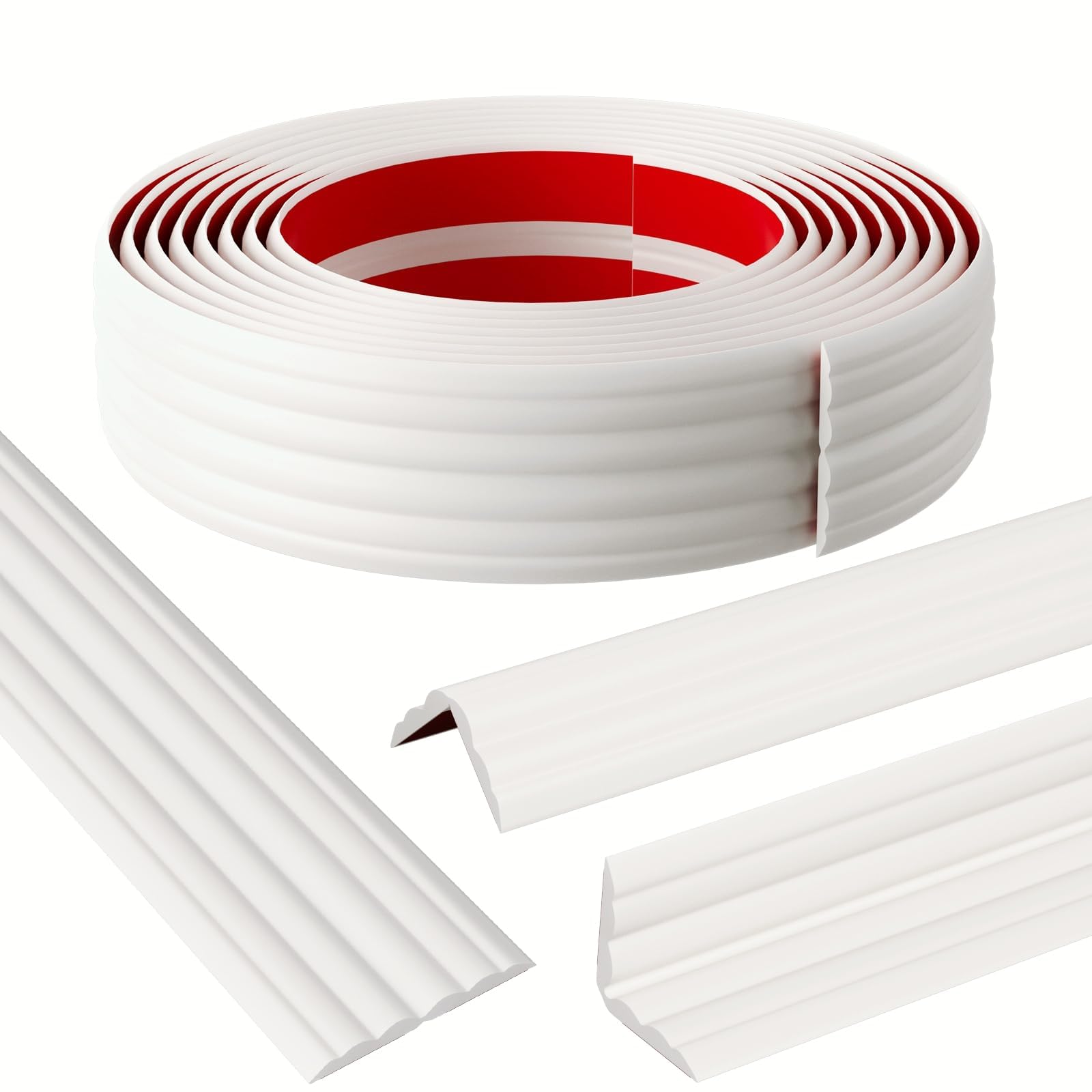 Photo 1 of Elvone Wall Corner Protector & Edge Guard?Peel and Stick Wall Trim Moulding Inside & Outside Corner Molding Trim Caulk Strip, Self Adhesive Trim for Wall Edge,Ceiling,Countertop, 2.36” W x20’ L?White