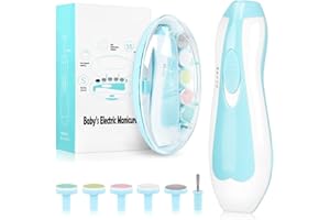 WXA Baby Nail Trimmer Electric, Baby Nail Clippers, Baby Grooming Kit Manicure Set, Nail File Baby Essentials Must Haves (Blue 6 in 1)