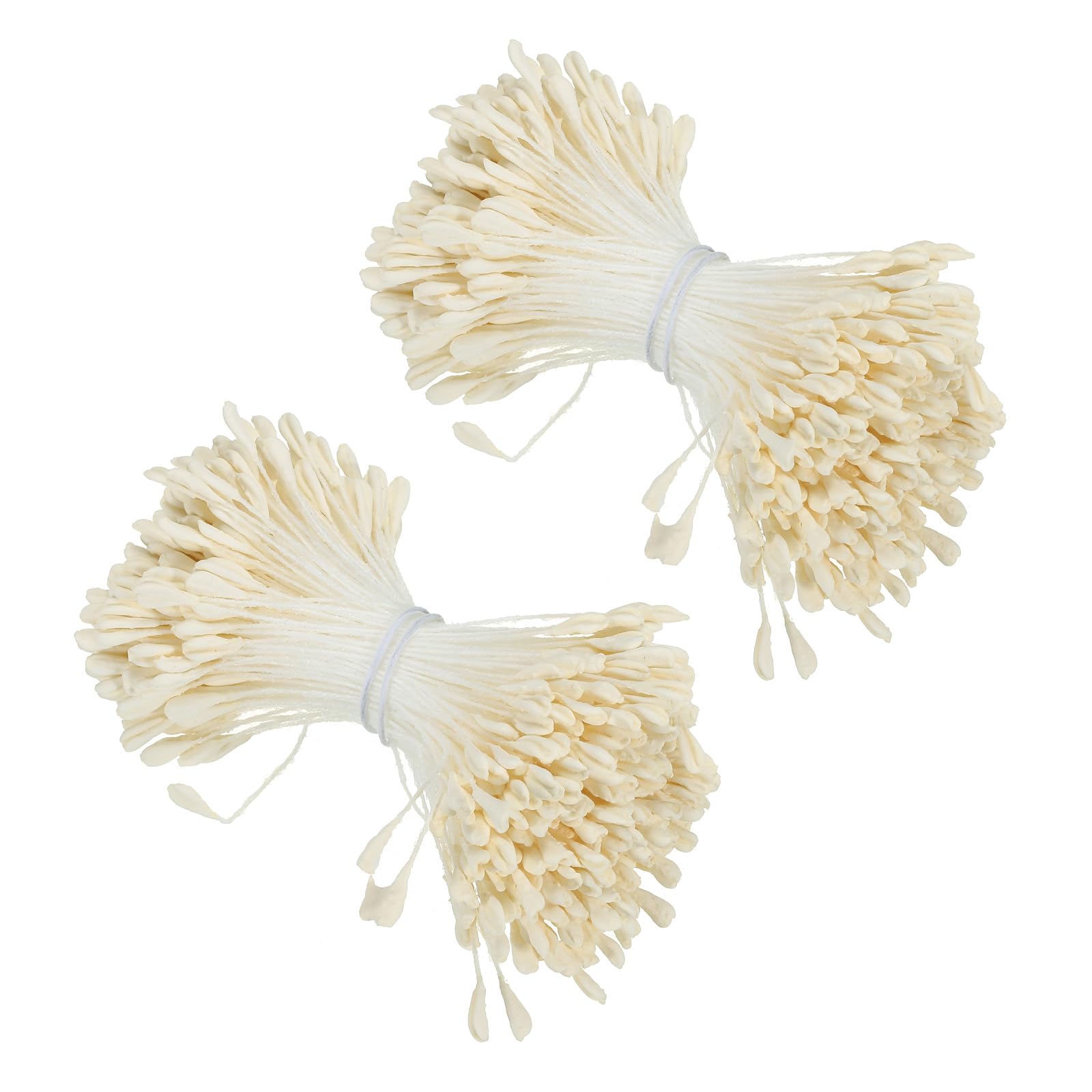 PATIKIL 680 Pcs Artificial Flower Stamen, Double Heads, Cream White, 2.5mm Diameter, 55-60mm Length, for DIY Decoration, Crafting, Wedding