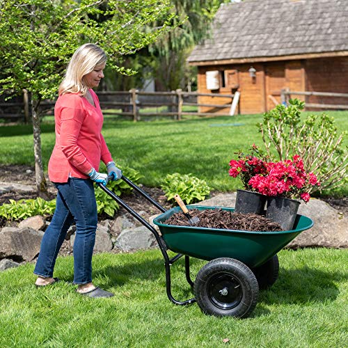 Garden Star 70005 Large Steel Tray Yard Rover Wheelbarrow, Green/Black - Thumbnail 3