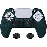 eXtremeRate PlayVital Guardian Edition Racing Green Ergonomic Soft Anti-Slip Controller Silicone Case Cover for ps5, Rubber Protector Skins with Black Joystick Caps for ps5 Controller