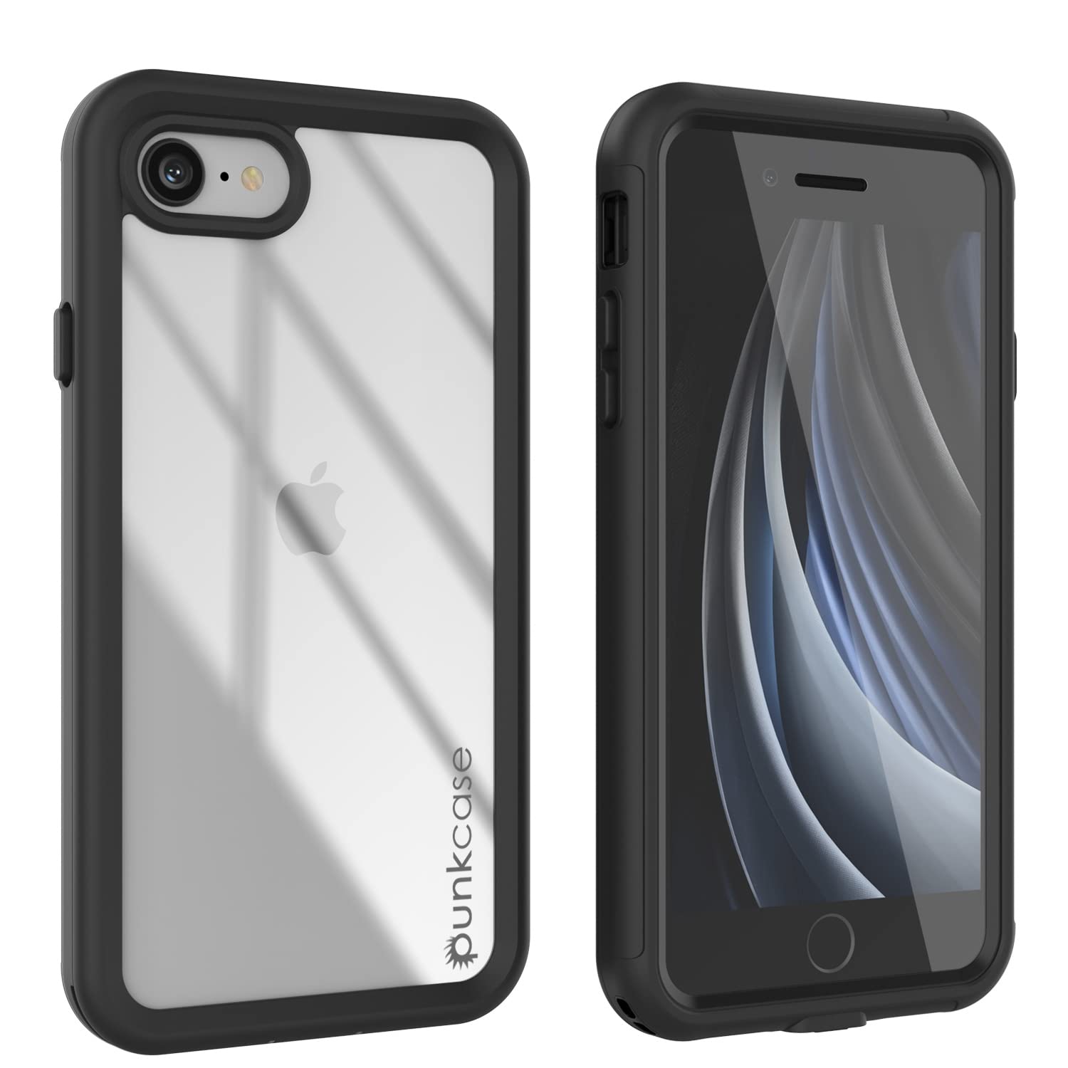 PunkCase iPhone 8 Case [Spartan Series] Clear Rugged Heavy Duty Cover W/Built in Screen Protector | Ultra Slim 360 Full Body Protection For iPhone 8 (2017) & iPhone 7 (2016) (4.7") (Black)
