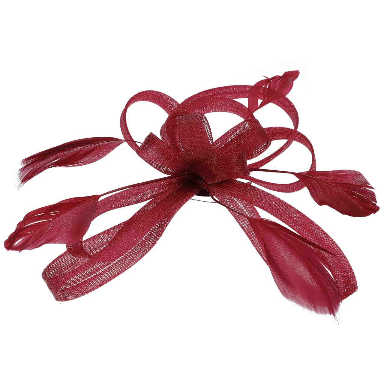 Holibanna Women Fascinators Wedding Flower Bow Hair Clips Hat Plume Flapper Bridal Headdress Tea Party Headpieces Hair Accessories (Red Wine)