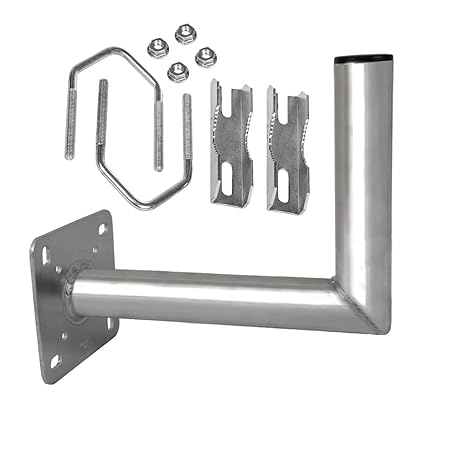 PremiumX Balkon-Ausleger Aluminium Geländer Balkon-Halterung für Satelliten-Schüssel SAT-Antenne Wand-Halter mit Schellen Mas
