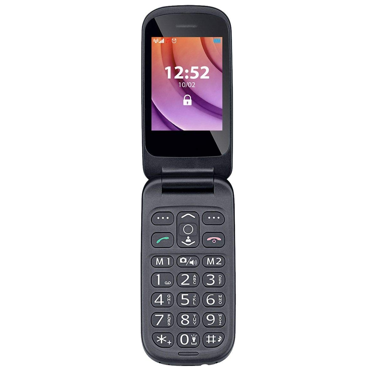 MP myPhone Twist 2, 2.4"" flip phone, large buttons, emergency button, camera, flashlight, bluetooth, large battery - 800mAh, Black - UK VERSION