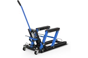1500 LBS Hydraulic Motorcycle Lift, Foot-Operated Scissor Lift Jack with 4 Wheels & Handle, Portable ATV/UTV Lift Table for M