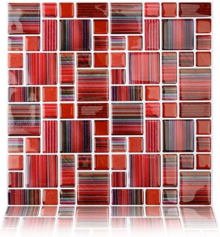 Fertel 10"x10" Peel and Stick Self-Adhesive Vinyl Wall Tiles , Pink Marble , Set of 6