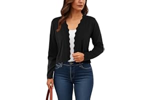 GRECERELLE Women's Long Sleeve Lightweight Open Front Cropped Cardigan Knit Sweaters Bolero Shrugs (S-2XL)