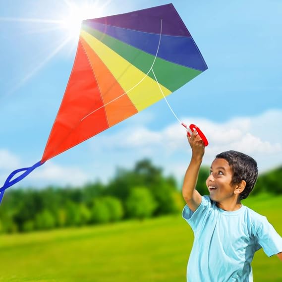 Amazon Diamond Kite 120cm, Easy Flyer Rainbow Kites for Kids and