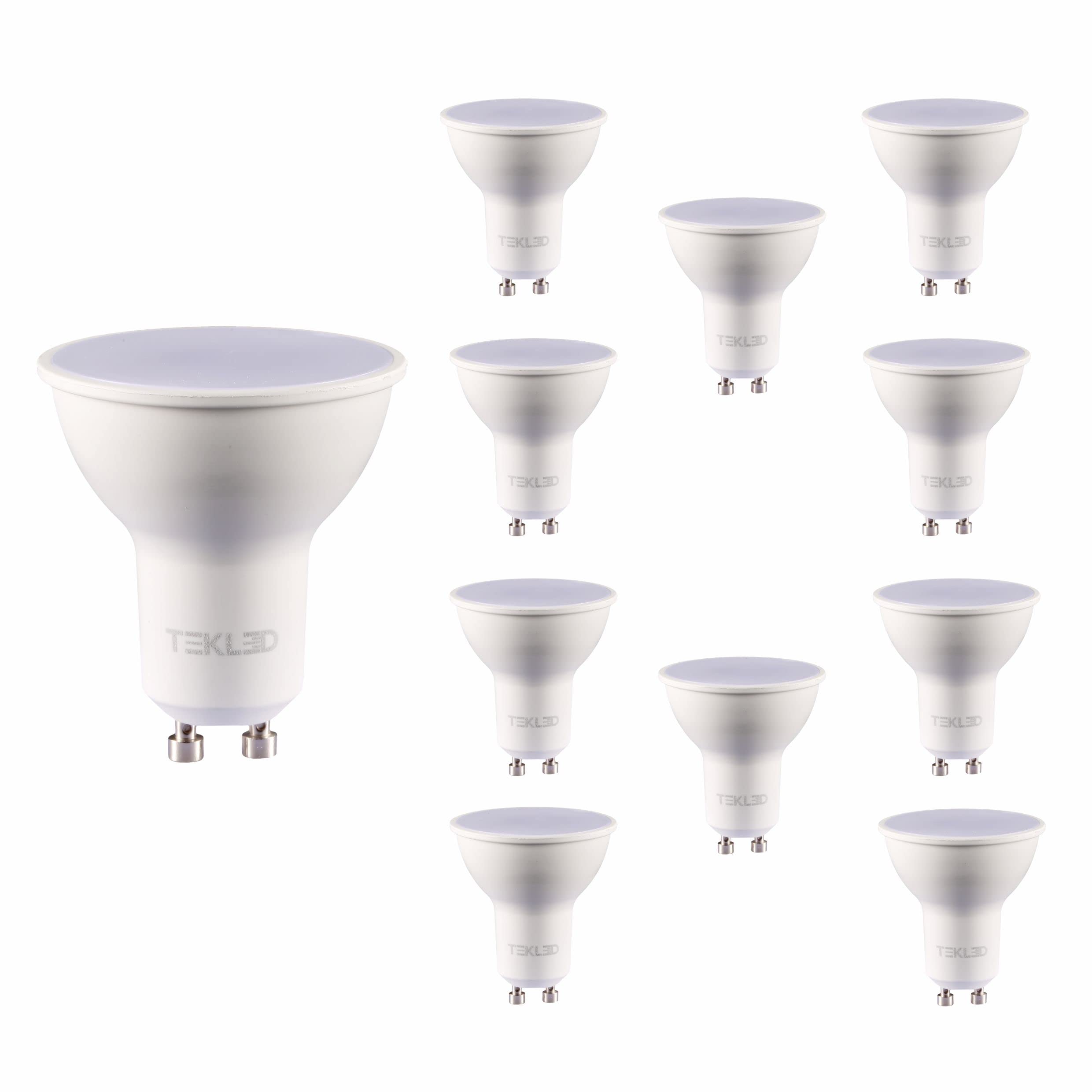 TEKLED® GU10 LED Bulbs | Energy Saving 7W Light Bulb 50W Halogen Spotlight Equivalent | 120° Wide Beam Angle MR16 4000K 560LM NONDIMMABLE | 10-Pack | Cool White