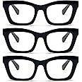 REAVEE Oprah Style Reading Glasses for Women, Blue Light Blocking Cute Oversized Square Computer Readers Spring Hinge