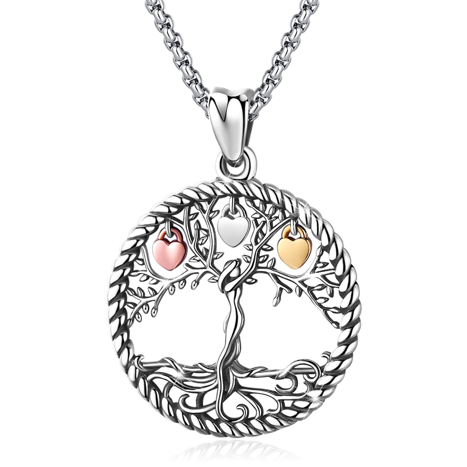 Eusense Tree of Life Necklace in 925 Sterling Silver Tree Pendant Unisex Jewelry Gift for Women and Men