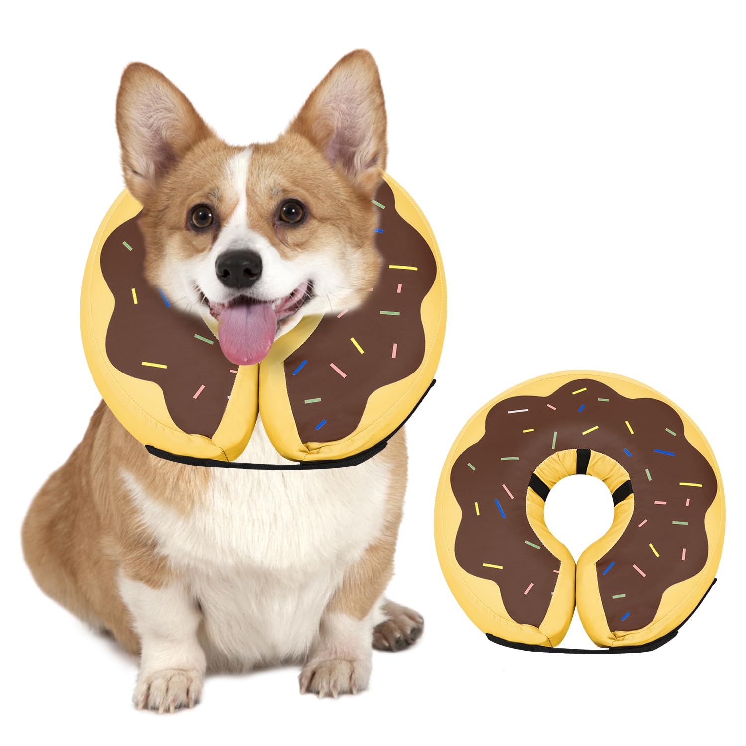 Photo 1 of MIDOG Inflatable Dog Cone Collar Alternative After Surgery - Soft Protective Recovery Dog Cone for Large Medium Small Dogs & Cats, Elizabethan Collar for Dogs to Stop Licking - Brown,S