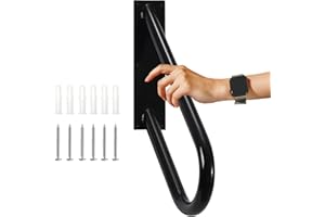 COOCURE Handrail for 1-2 Step Stairs, Wall Mount handrails for Outdoor Steps, 304 SS Material Stair Rail with Black Powder Coat Finished, Suitable for Garden，Yard and Garage（18.9" Length,φ1.3"Pipe, Black ）