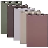 LABUK Steno Pads Spiral 6x9, 5 Pack Spiral Notebooks, Gregg Ruled, 60 Sheets Per Notebook, Assorted Neutral Covers, Top Spiral Notebook for School, Office