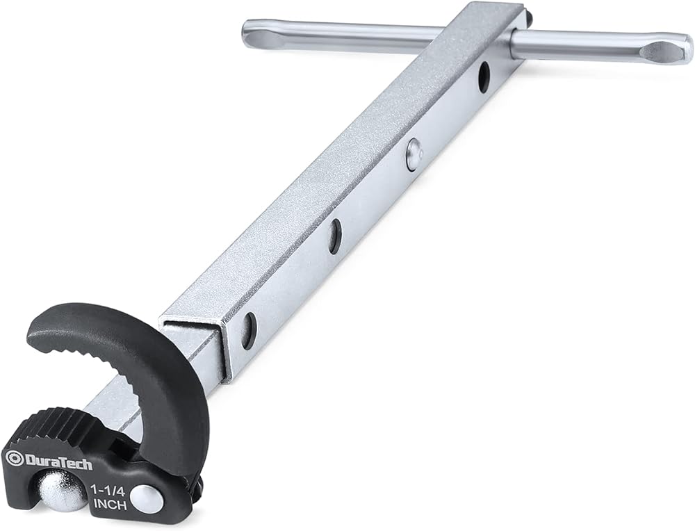 DURATECH Telescopic Basin Wrench 10–17in Auto-Adjust Jaw 3/8"–1/4" NPT