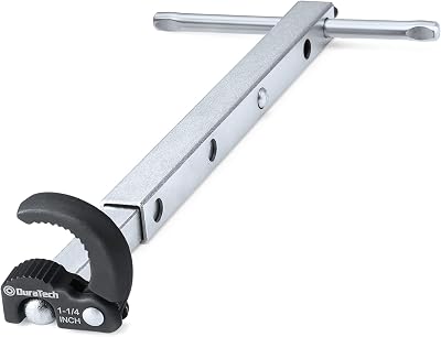 DURATECH Telescopic Basin Wrench 10–17in Auto-Adjust Jaw 3/8"–1/4" NPT