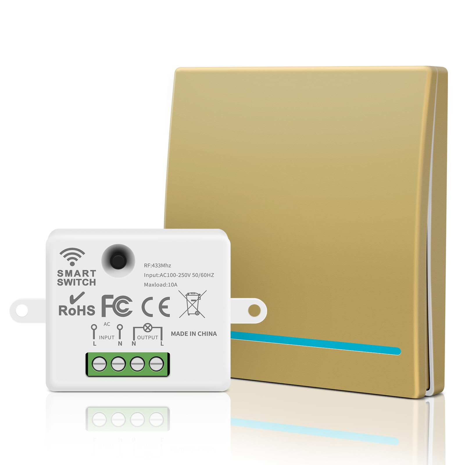 Aroidful Wireless Light Switch Kit, Remote Control Light Switch 250V No Wiring Easy Installing, 30M Range, Self Powered Wireless Light Switch Quick Create or Relocate On/Off RF Switch for Lamp — image 1