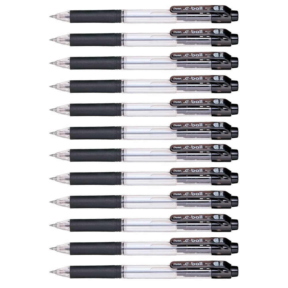 Pentel 0.7mm Tip E-Ball Retractable Ballpoint Pen - Black