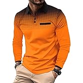 ROOMLINE Men's Polo Shirts Long Sleeve 2025 Casual Polo T-Shirts Color Block Slim Fit Golf Polo Shirt with Pocket