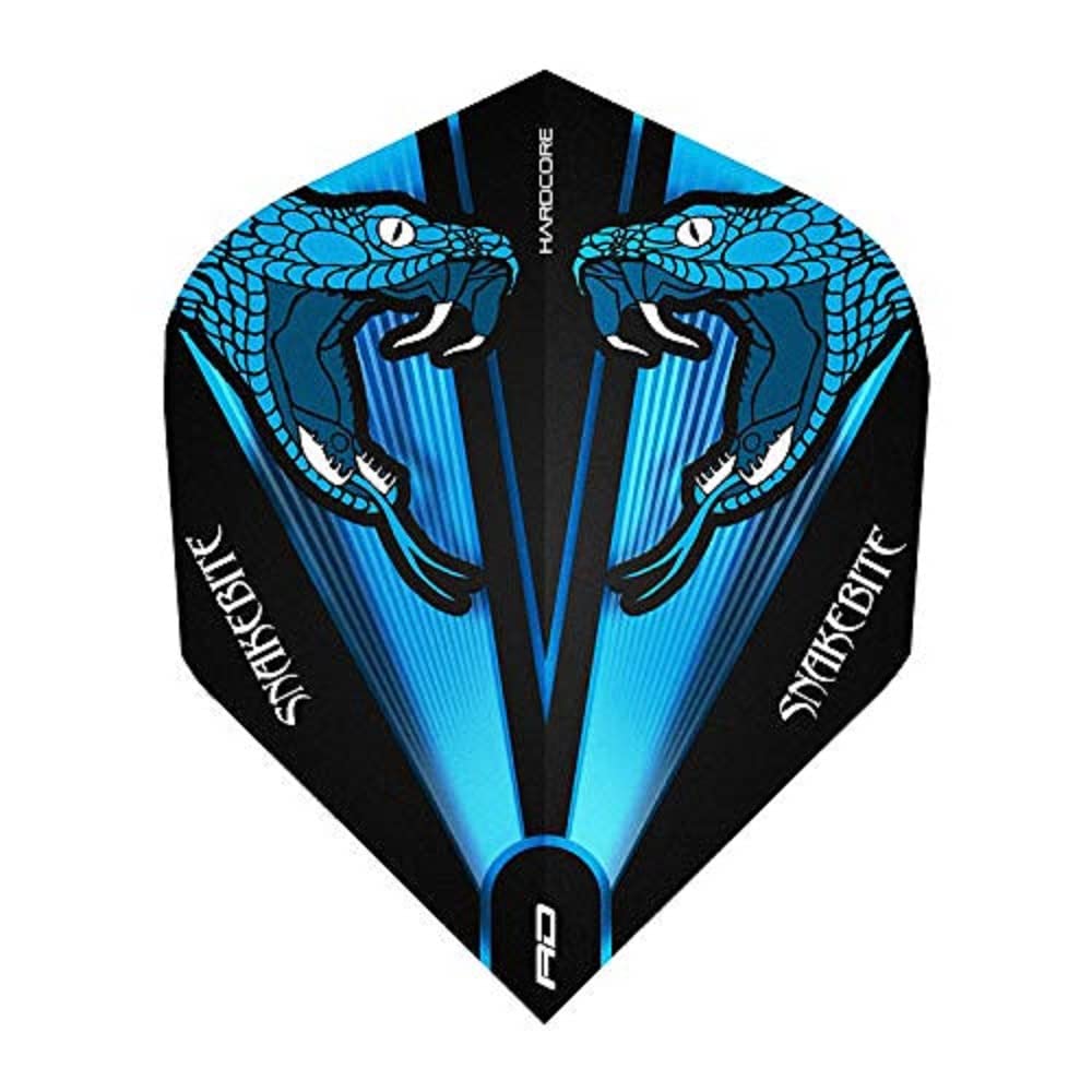 RED DRAGON Hardcore Peter Wright Snakebite Blue Transparent Dart Flights - 3 sets per pack (9 flights in total)