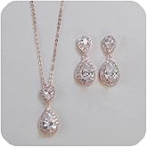 UDYLGOON Elegant Bride Bridesmaid Teardrop Necklace Earrings Set Wedding Prom Jewelry Set