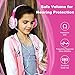 VCOM Volume Limited Wired Kids Friendly Portable Headphones with Adjustable Headset Children Girls Comfortable Lightweight Princess Earphones for iPhone iPad Android Smartphone Kindle Tablets - Pink