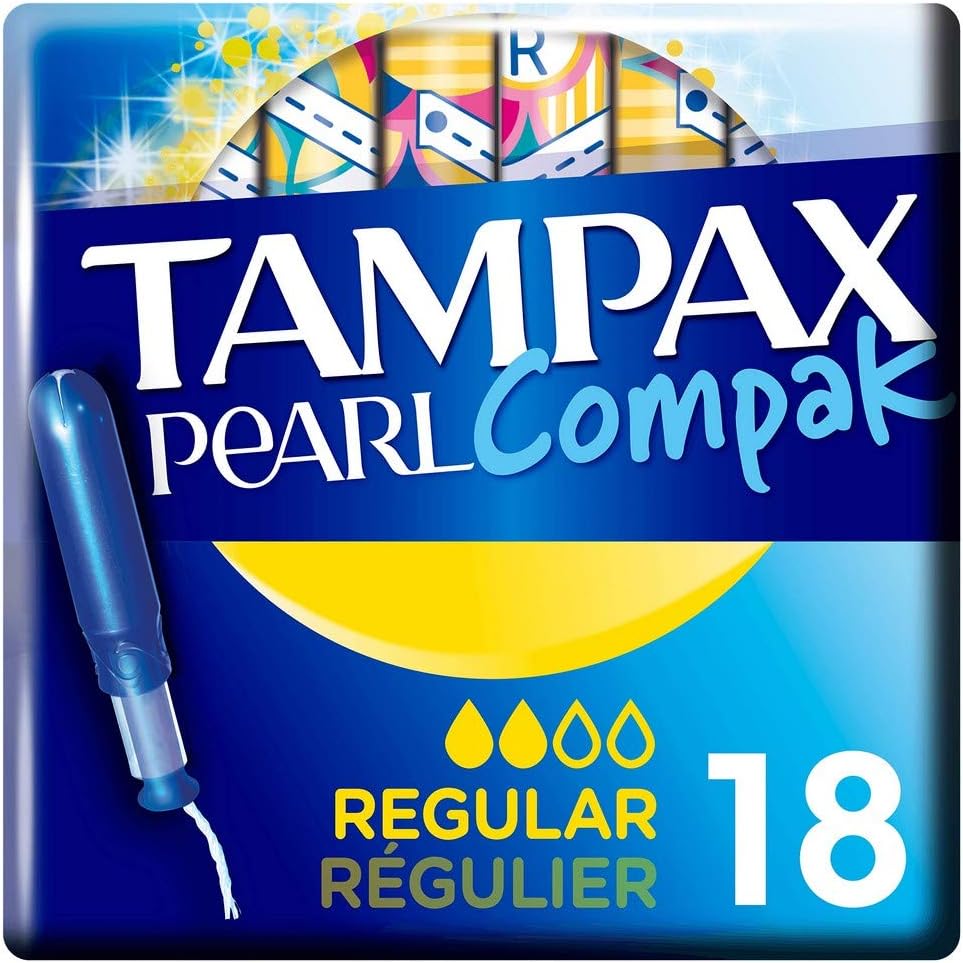 TAMPAX Pearl Compak Tampons Regular with Loading Sleeve, 18 Stamps, 18 Unités