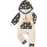 Karuedoo My First Christmas Baby Boy Outfit Newborn Letter Gingerbread Long Sleeve Hooded Romper Jumpsuit Cute Winter Clothes