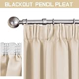 Aspire Homeware Blackout Curtains 46x54 Pencil Pleat Cream Pair view 5