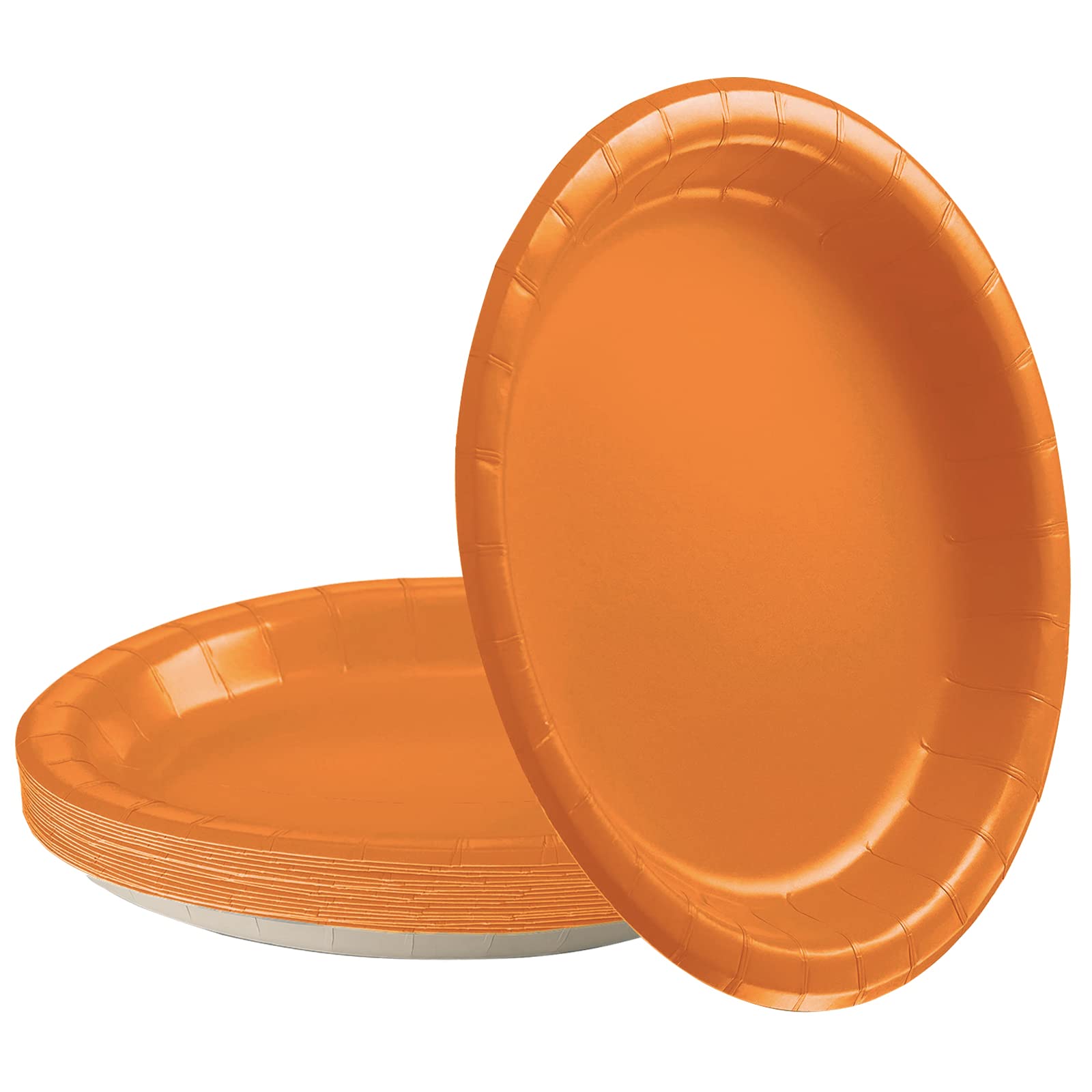 POPOYU 16Pcs Orange Party Paper Plates 9 inch,Orange Party Tableware Decor Orange Disposable Paper Plate Orange Plates for Kids Orange Party Supplies Table Decorations