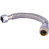 SharkBite Max 12 in Corrugated Flexible Water Heater Connector, 3/4 Inch Push-to-Connect x 3/4 Inch FIP, Brass Plumbing Fitti